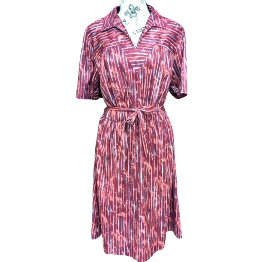 Touch of Class vintage belted  midi shirtdress 324